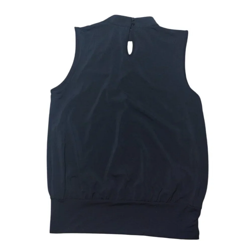 Adrienne Vittadini Sleeveless Black Top With Embellished Collar, Size S, NWT.